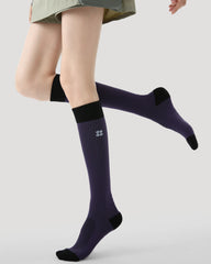 Womens Knee High Thin Sports Compression Socks Cloud Logo Purple