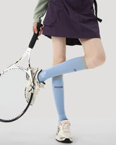 Womens Knee High Thin Sports Compression Socks Wave Line Light Blue