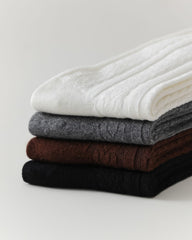 Womens Merino Wool Embossed Crew Socks Ruffle Cuff Slouch Style