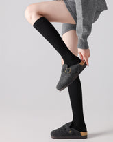 Womens Miu Style Knee High Socks Seamless Toe Ribbed Knit Slim Look
