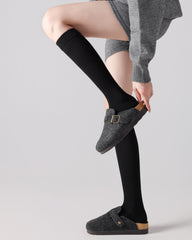 Womens Miu Style Knee High Socks Seamless Toe Ribbed Knit Slim Look