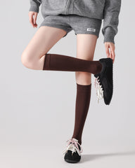 Womens Miu Style Knee High Socks Seamless Toe Ribbed Knit Slim Look