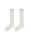 Womens Polka Dot Knee High Socks Blue Ruffle Cuff Cute Casual Socks