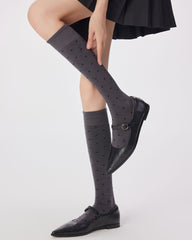 Womens Polka Dot Knee High Socks Seamless Toe Combed Cotton