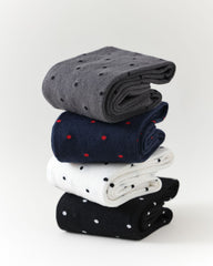 Womens Polka Dot Knee High Socks Seamless Toe Combed Cotton