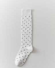 Womens Polka Dot Knee High Socks Seamless Toe Combed Cotton
