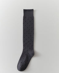 Womens Polka Dot Knee High Socks Seamless Toe Combed Cotton