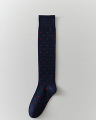 Womens Polka Dot Knee High Socks Seamless Toe Combed Cotton