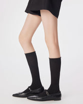 Womens Ruffle Top Knee High Socks Slouchy Ribbed Slim Look