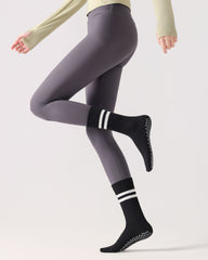 Womens Striped Yoga Socks Non Slip Breathable Crew Sport Socks