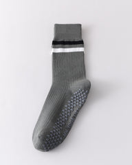 Womens Striped Yoga Socks Non Slip Breathable Crew Sport Socks