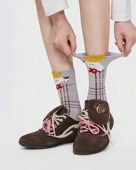 レディース足袋ソックス かわいいカートゥーン柄の楽しいカジュアルソックス