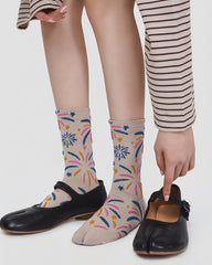 Womens Tabi Socks Retro 3D Fireworks Embossed Pattern Cute Socks