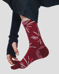 Womens Tabi Socks Retro 3D Fireworks Embossed Pattern Cute Socks