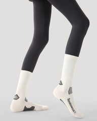 Womens Thin Compression Sports Crew Socks Cushioned Sole White