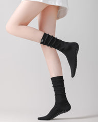 Womens Twisted Crew Yoga Socks Non Slip Combed Cotton Trendy Style