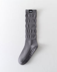 Womens Twisted Crew Yoga Socks Non Slip Combed Cotton Trendy Style