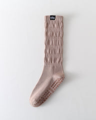 Womens Twisted Crew Yoga Socks Non Slip Combed Cotton Trendy Style