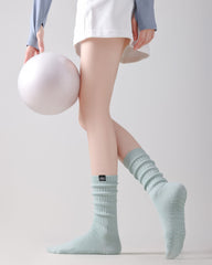 Womens Twisted Crew Yoga Socks Non Slip Trendy Style Combed Cotton