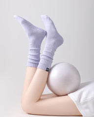 Womens Twisted Crew Yoga Socks Non Slip Trendy Style Combed Cotton