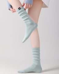Womens Twisted Crew Yoga Socks Non Slip Trendy Style Combed Cotton