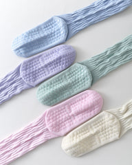 Womens Twisted Crew Yoga Socks Non Slip Trendy Style Combed Cotton