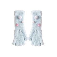 Coral Velvet Women's Half Finger Gloves Thick Fingerless Warm Soft Gloves