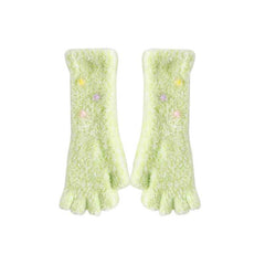 Coral Velvet Women's Half Finger Gloves Thick Fingerless Warm Soft Gloves