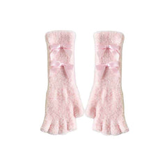 Coral Velvet Women's Half Finger Gloves Thick Fingerless Warm Soft Gloves