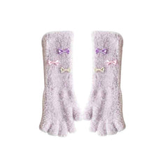 Coral Velvet Women's Half Finger Gloves Thick Fingerless Warm Soft Gloves