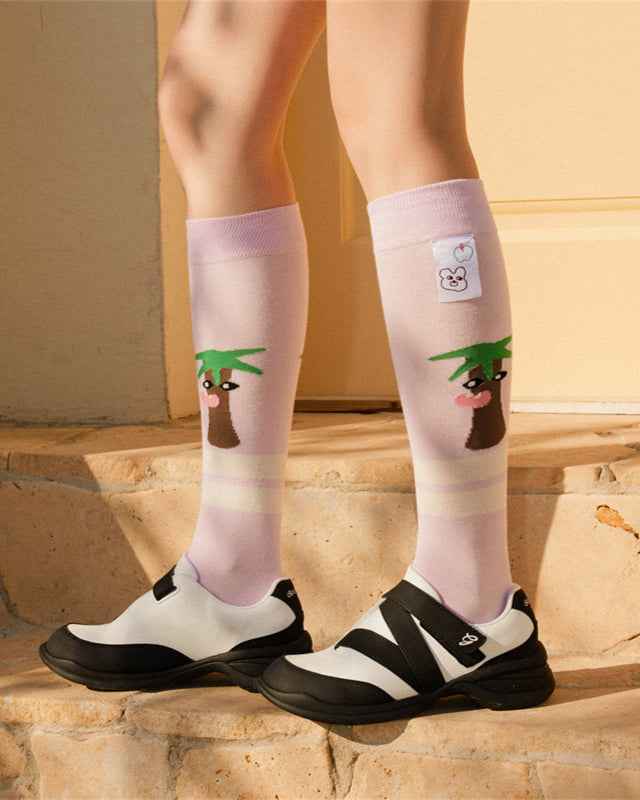 Sweetnana cartoon knee high seamless socks series ,sweat-absorbent and deodorant pure cotton stocking for women,Island style,fashion socks, cute calf socks,compression stocking.