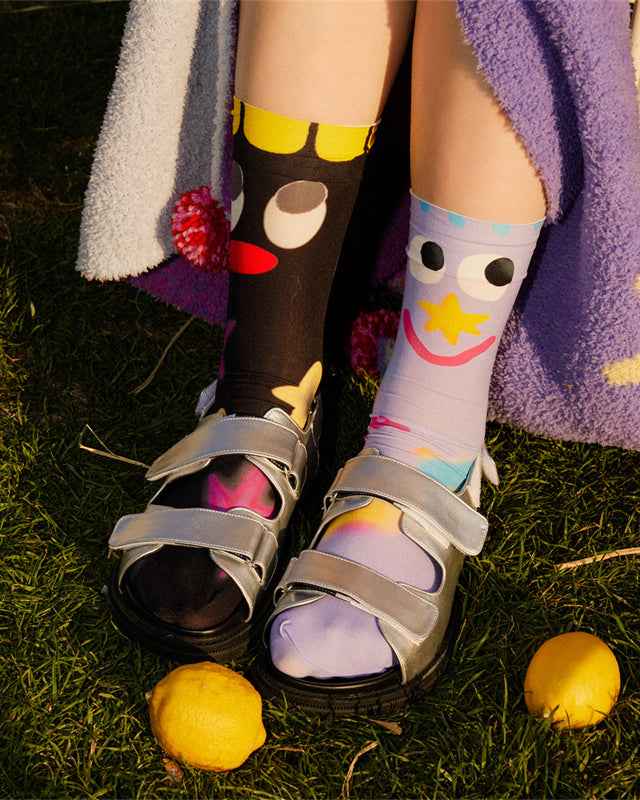 Sweetnana Hand Painted Series Cute and Fun Socks - Seamless, Thin, Cozy Crew Socks for Women and Children