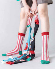 Sweetnana 3 Pack Women’s Cozy Cotton Crew Socks - Old Fashion Series, All-season Colorful Trendy Socks, Cute and Comfortable