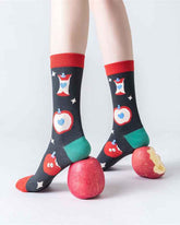 Sweetnana 3 Pack Women’s Cozy Cotton Crew Socks - Old Fashion Series, All-season Colorful Trendy Socks, Cute and Comfortable