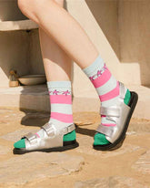 Sweetnana Seamless Women’s Cotton Crew Socks - Simple Pattern Series - Trendy, Cute, Cozy, and Comfortable Women's Stockings