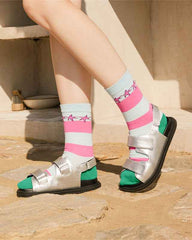 Sweetnana Seamless Women’s Cotton Crew Socks - Simple Pattern Series - Trendy, Cute, Cozy, and Comfortable Women's Stockings