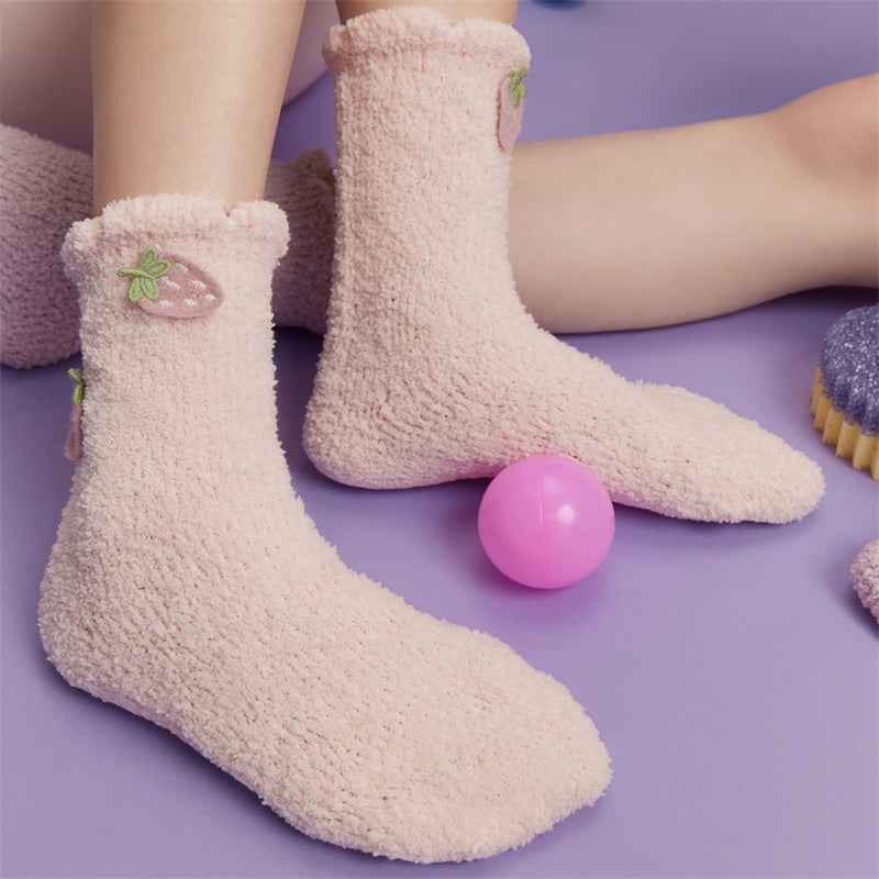 Sweetnana Women’s Cozy Fuzzy Crew Socks, 3-Pack Non-Slip Thickened Winter Stockings, Cute and Soft Slipper Socks for Comfort and Style