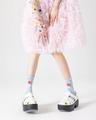 3-팩 여성용 면 크루 양말 태비 고양이 귀여운 캐주얼