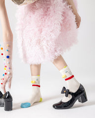 여성용 면 크루 양말 태비 고양이 귀엽고 캐주얼