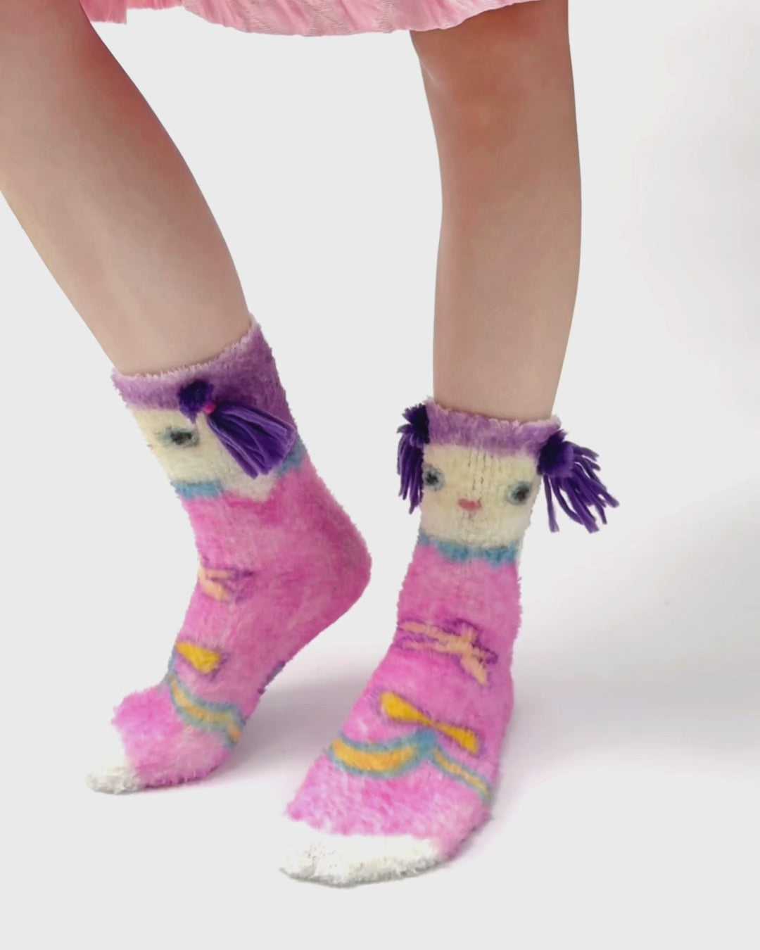 Funny Crew Socks Cartoon Dog Series Fuzzy Warm Cozy Indoor Socks