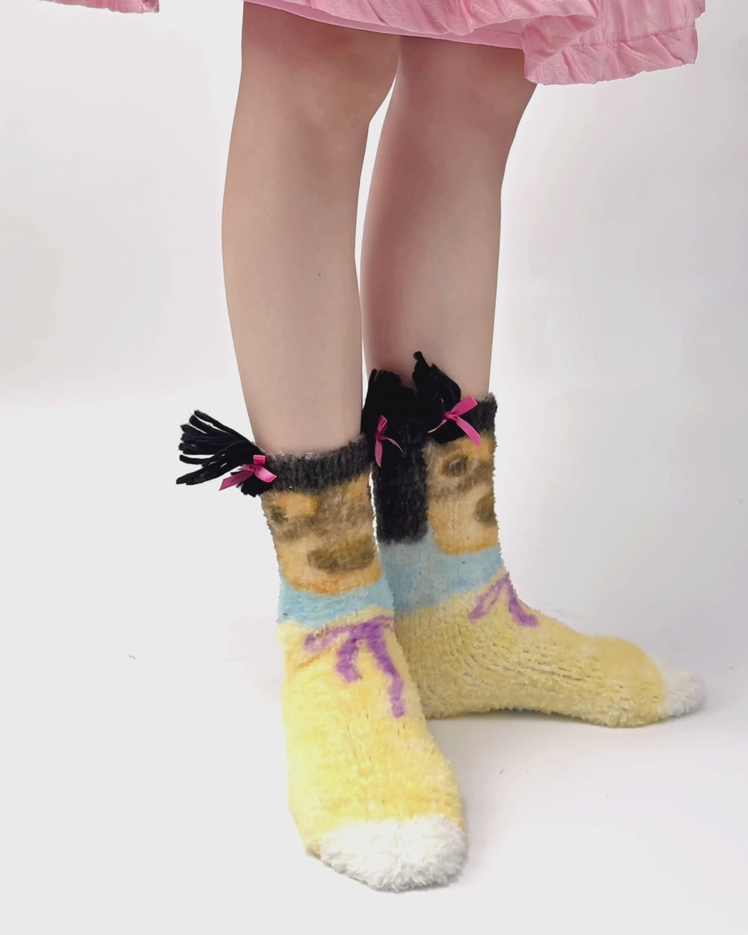 Funny Crew Socks Cartoon Dog Series Fuzzy Cozy Warm Indoor Socks
