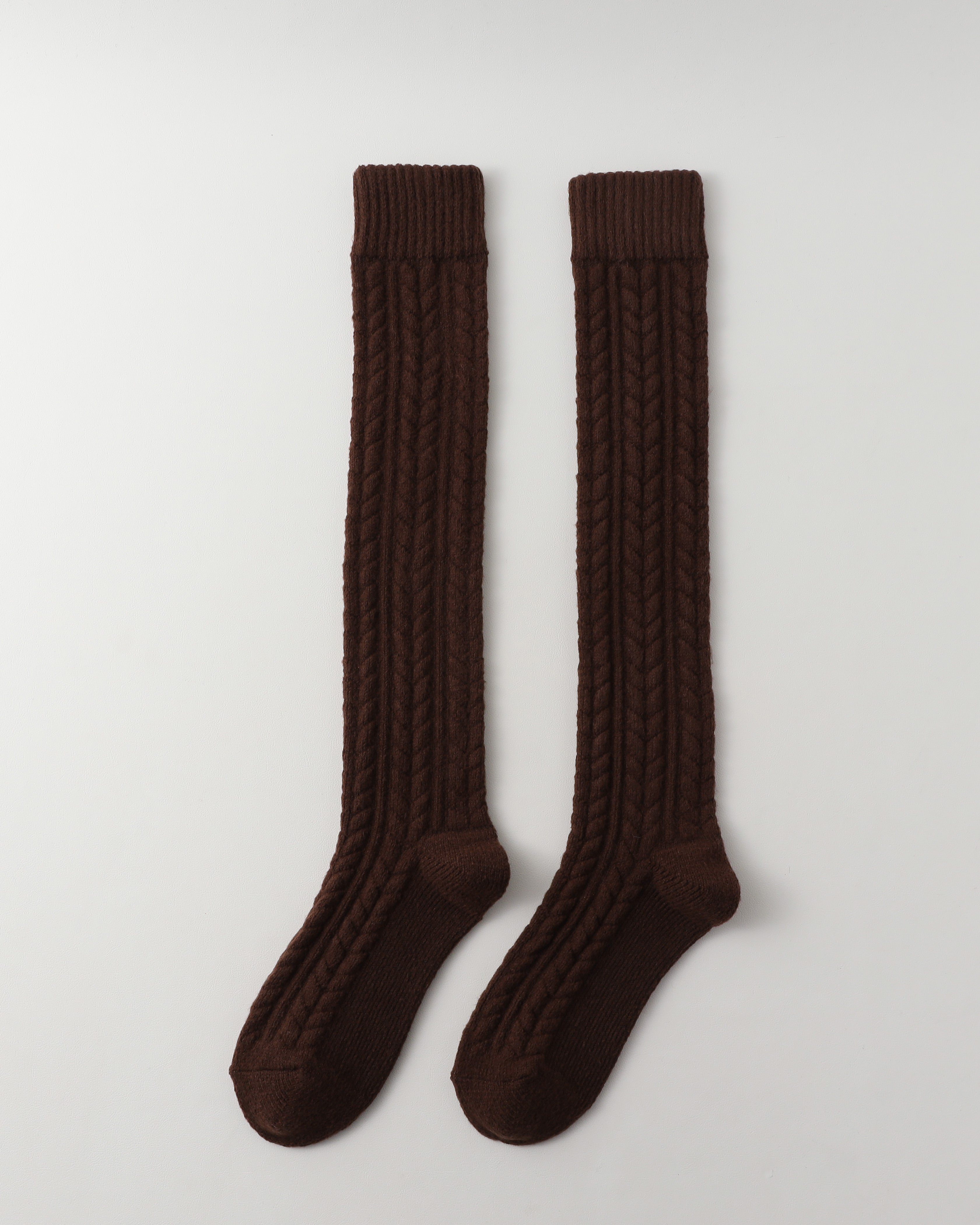 Women Baby Fleece Cable Knee Socks Soft Warm Versatile