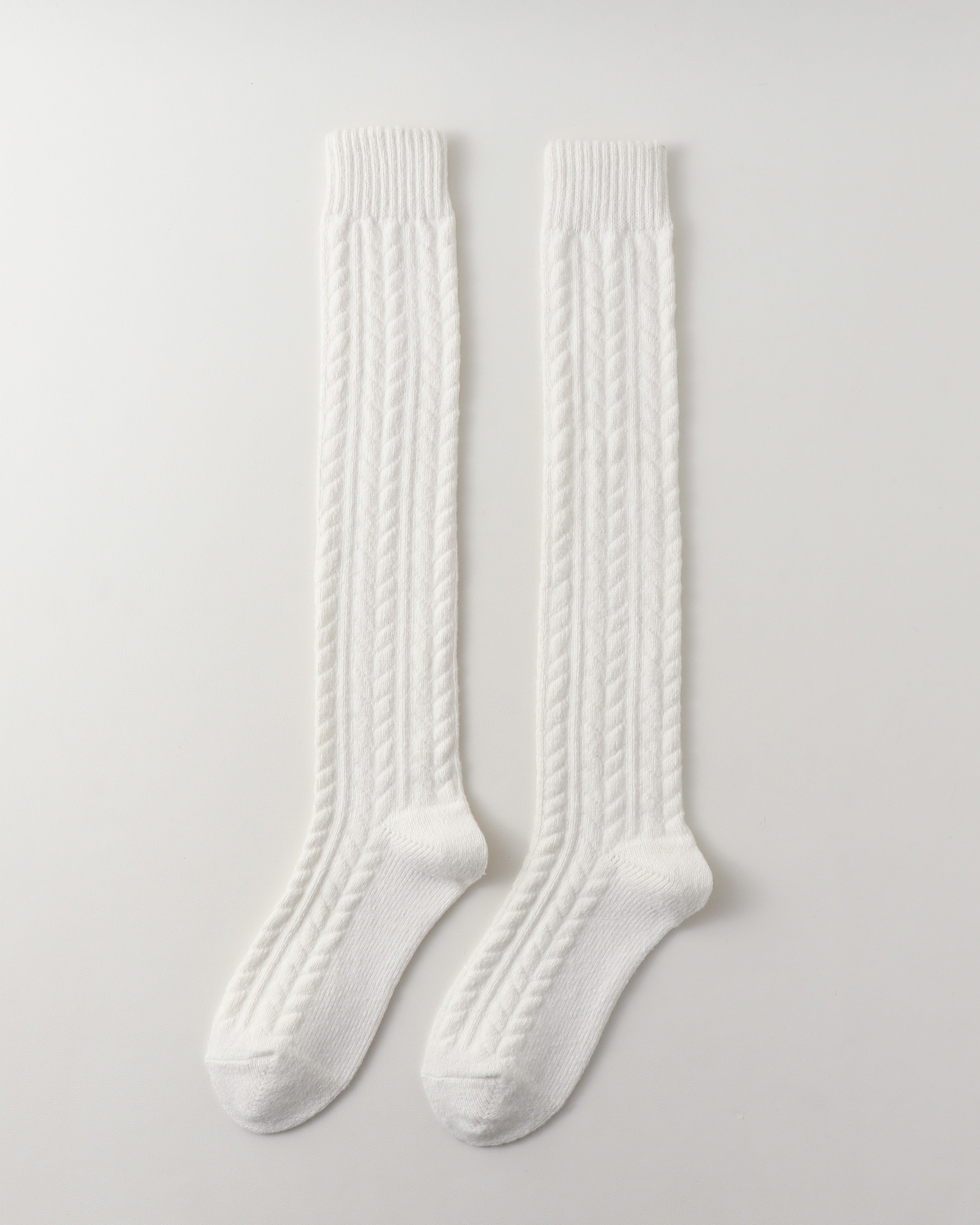 Women Baby Fleece Cable Knee Socks Soft Warm Versatile