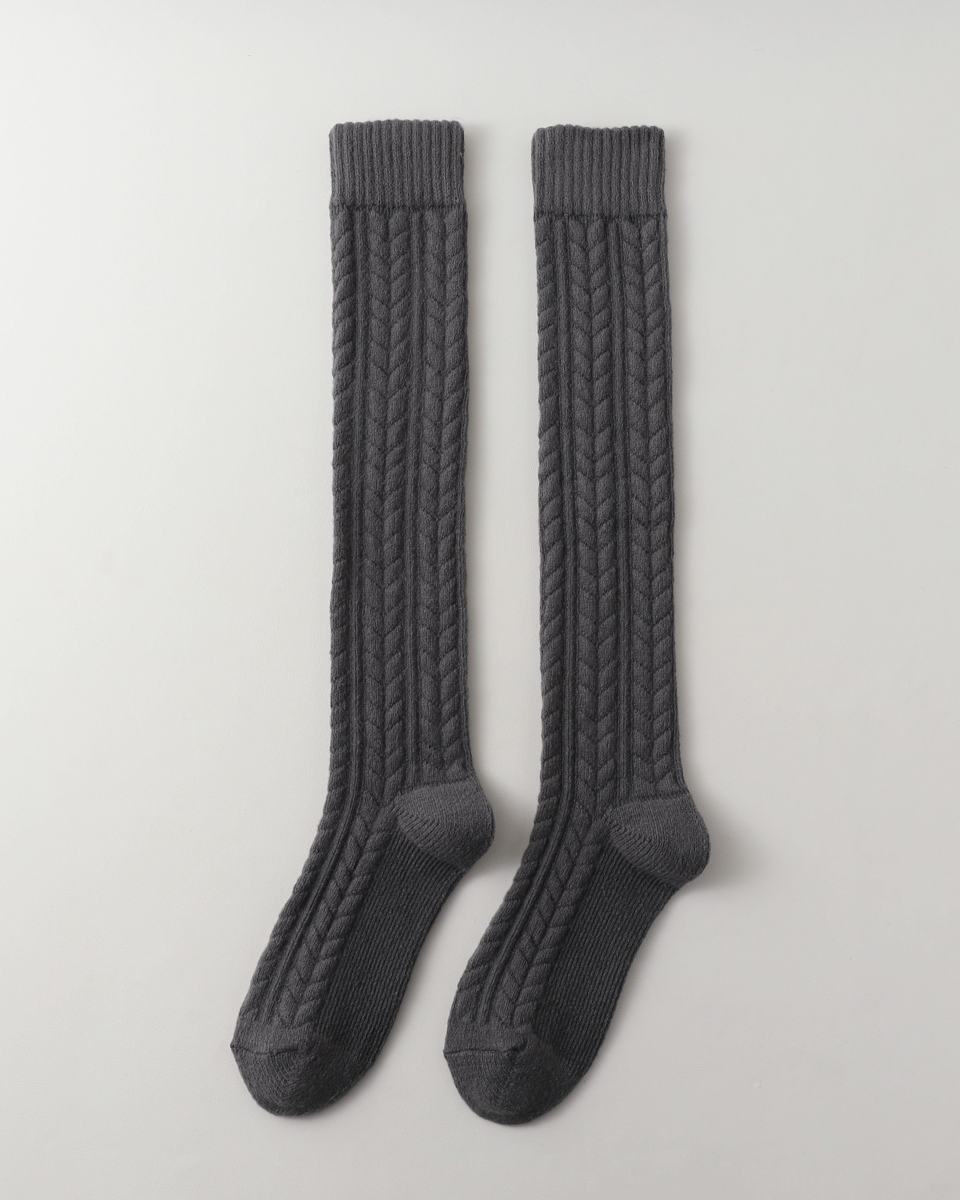 Women Baby Fleece Cable Knee Socks Soft Warm Versatile