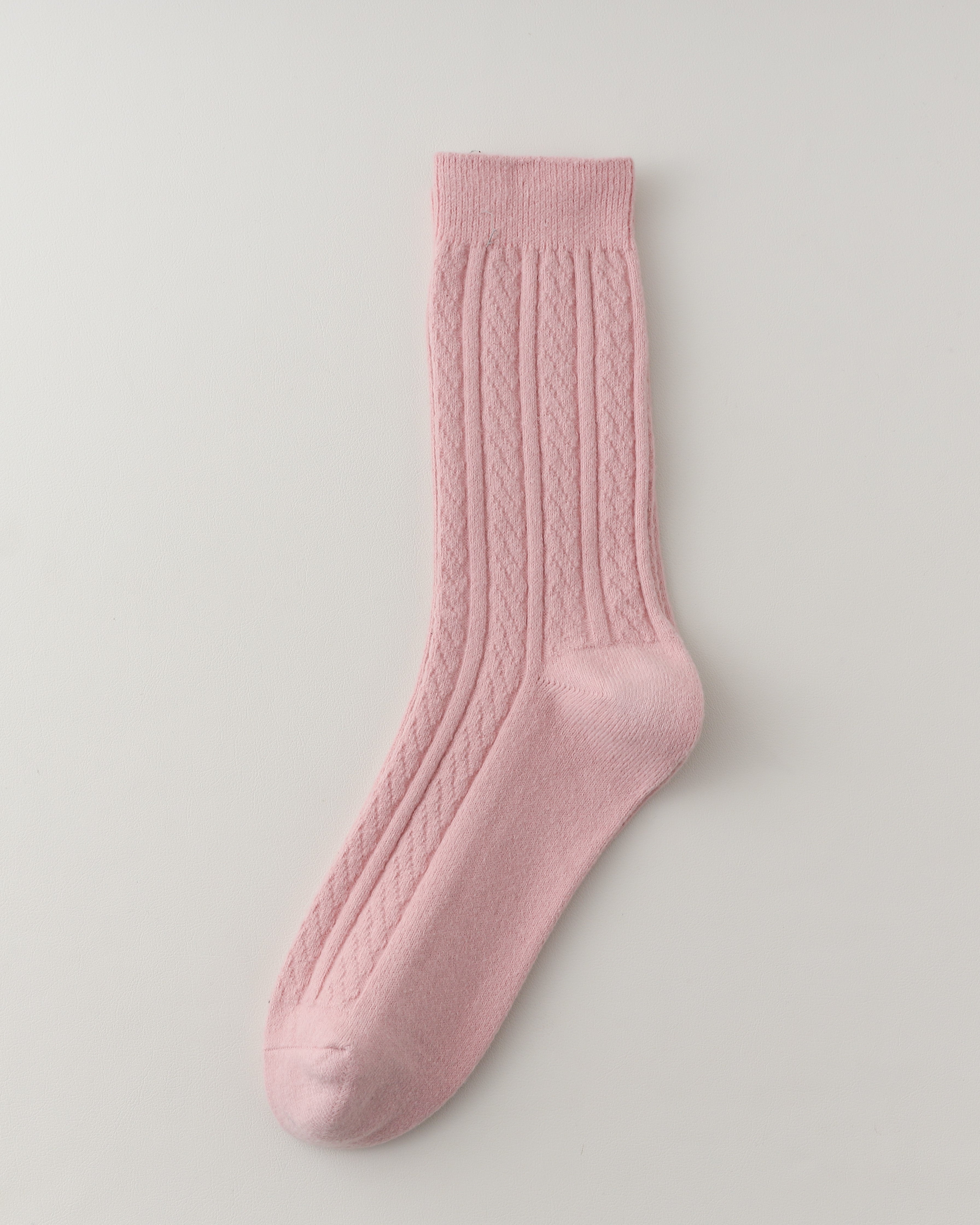 レディース クルー ソックス ケーブル編み 快適で暖かい