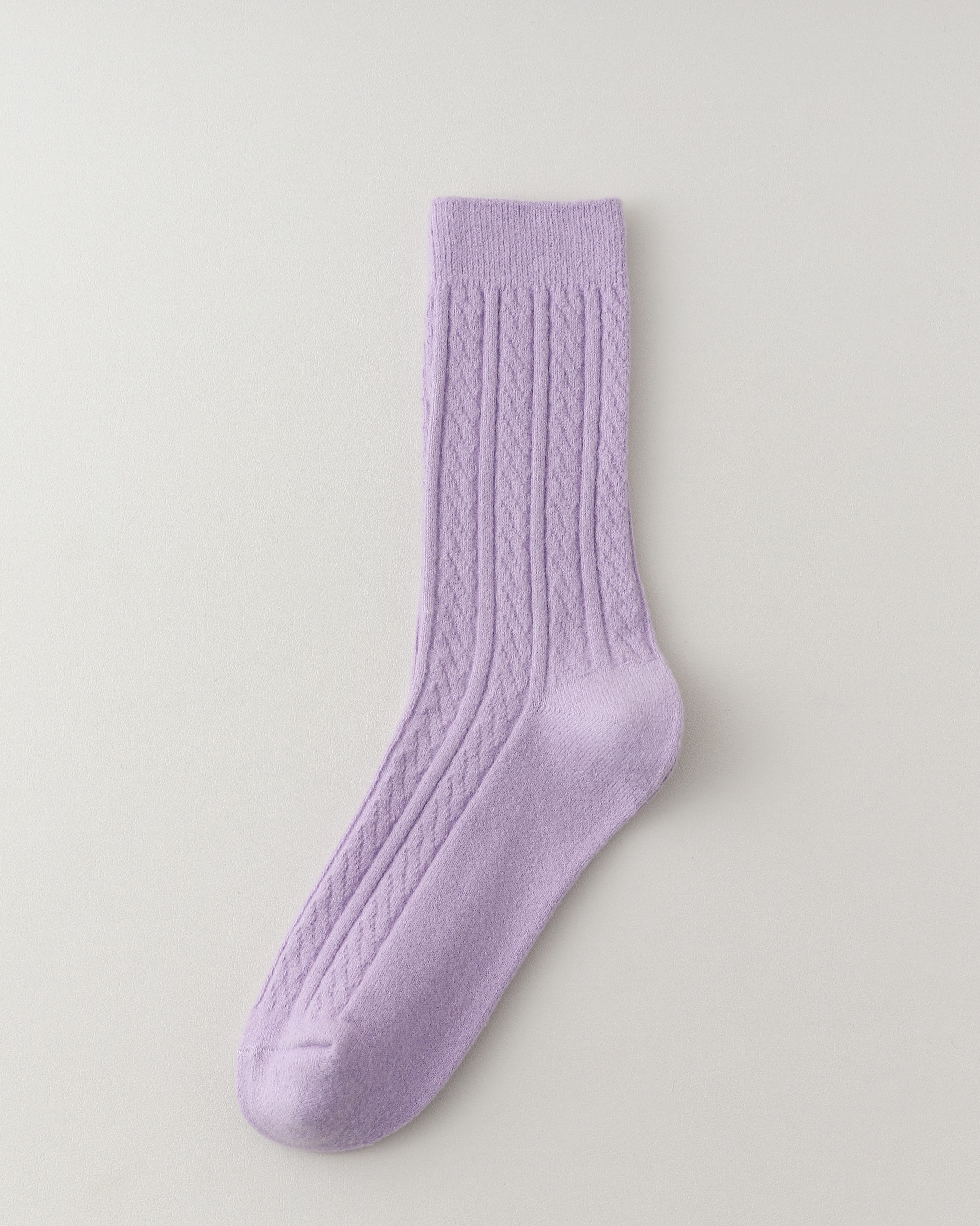 レディース クルー ソックス ケーブル編み 快適で暖かい