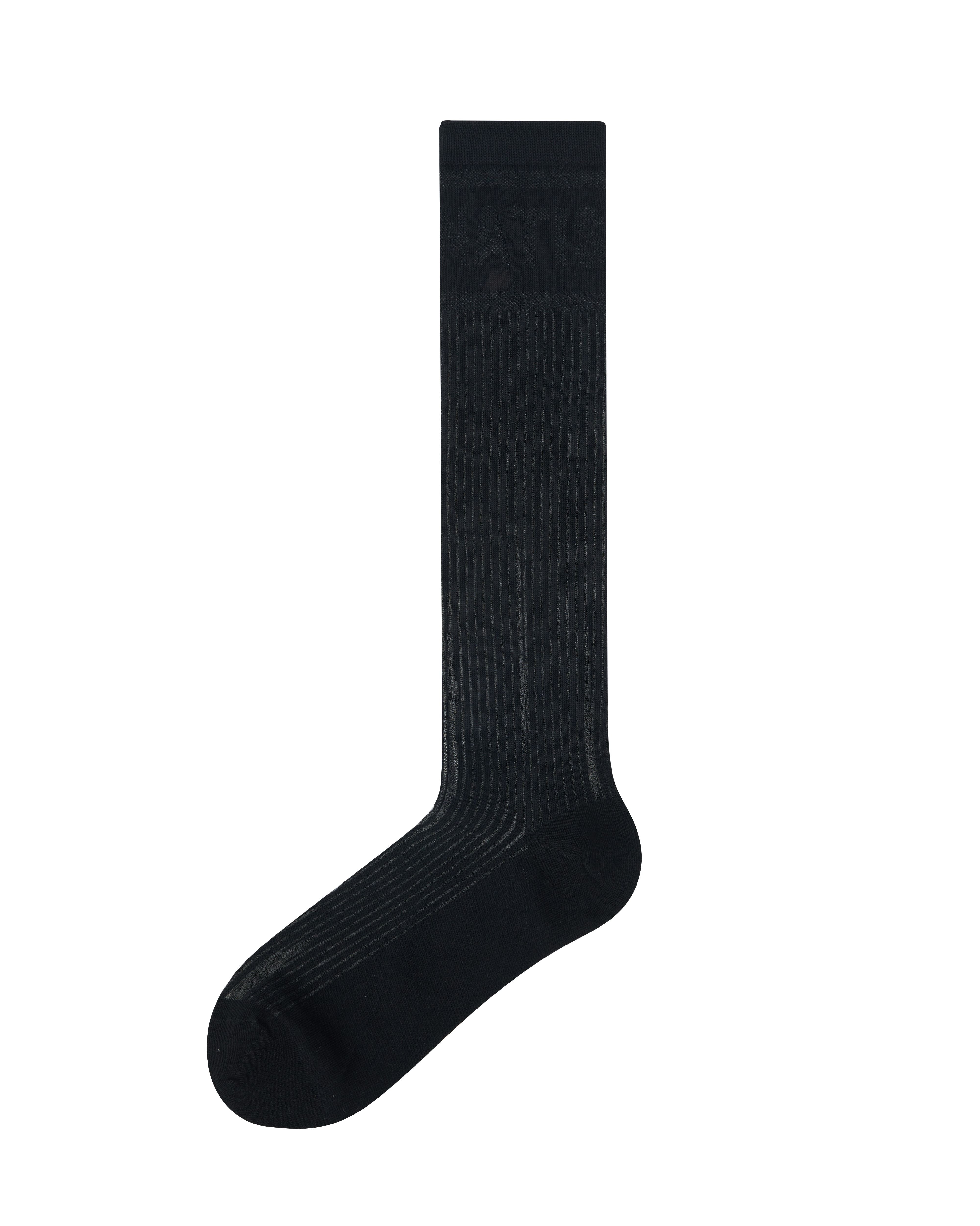 Women Knee High Socks Sheer Stripe Letter Pattern Chic Versatile