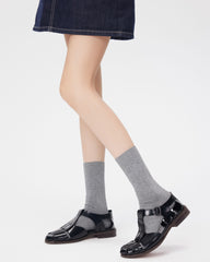 여성용 더블 니들 크루 양말 소프트 스타 패턴 다용도