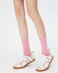 여성용 더블 니들 크루 양말 소프트 스타 패턴 다용도