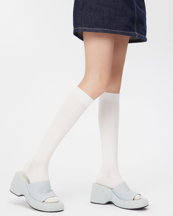Women Double Needle Reversed Knee Socks Stylish Slim Fit - SWEET NANA
